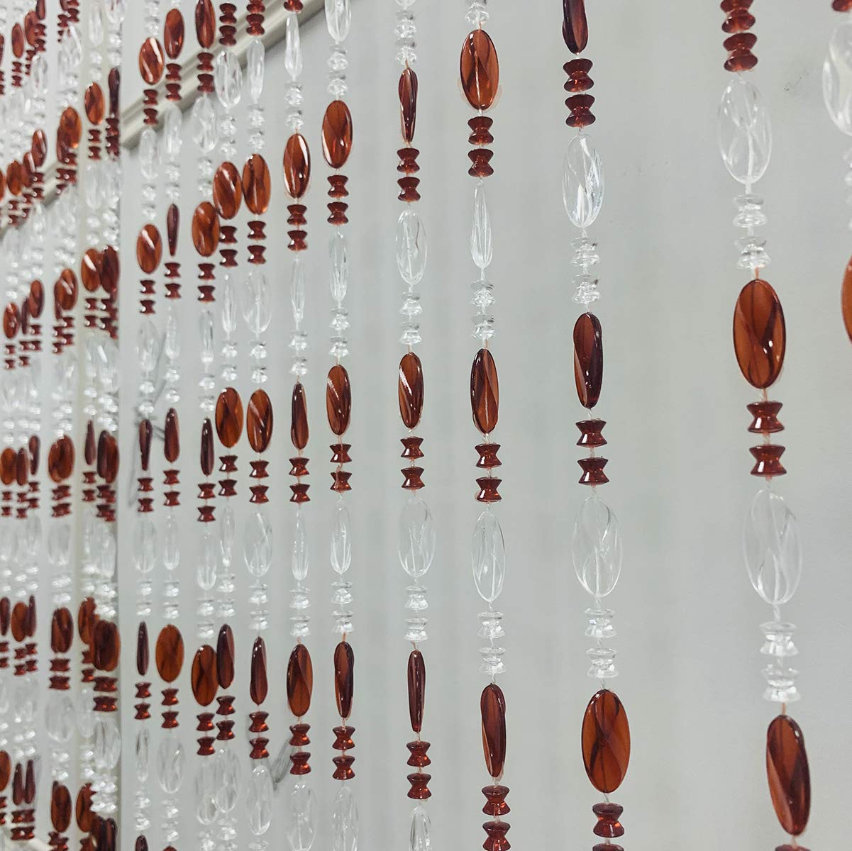 ZiDeTang Acrylic Beaded Door Curtain Décor Tassel Room Divider Curtain for Doorway (Brown, 100cm by 195cm)