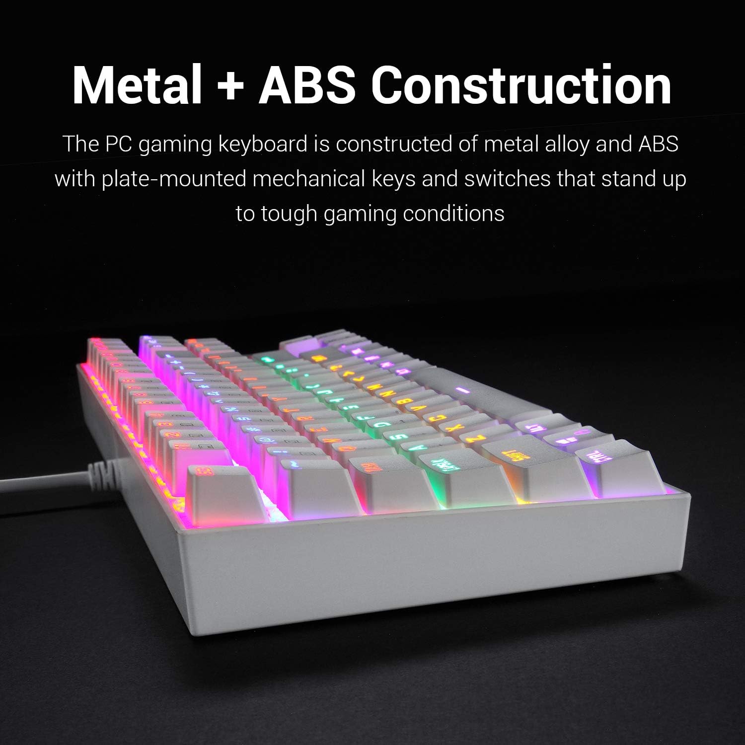Redragon K552 Mechanical Gaming Keyboard RGB LED Rainbow Backlit Wired Keyboard with Red Switches for Windows Gaming PC (87 Keys, White): Computers & Accessories