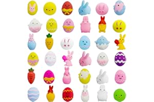PRAABDC 36 Pcs Easter Squishy Toys, Mochi Toys for Easter Party Favors, Easter Basket Stuffers Egg Fillers, Classroom Prizes, Goodie Bag Stuffers, Valentines Christmas and Birthday Gifts for Kids
