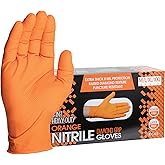 ForPro Heavy Duty Disposable Nitrile Gloves, Orange