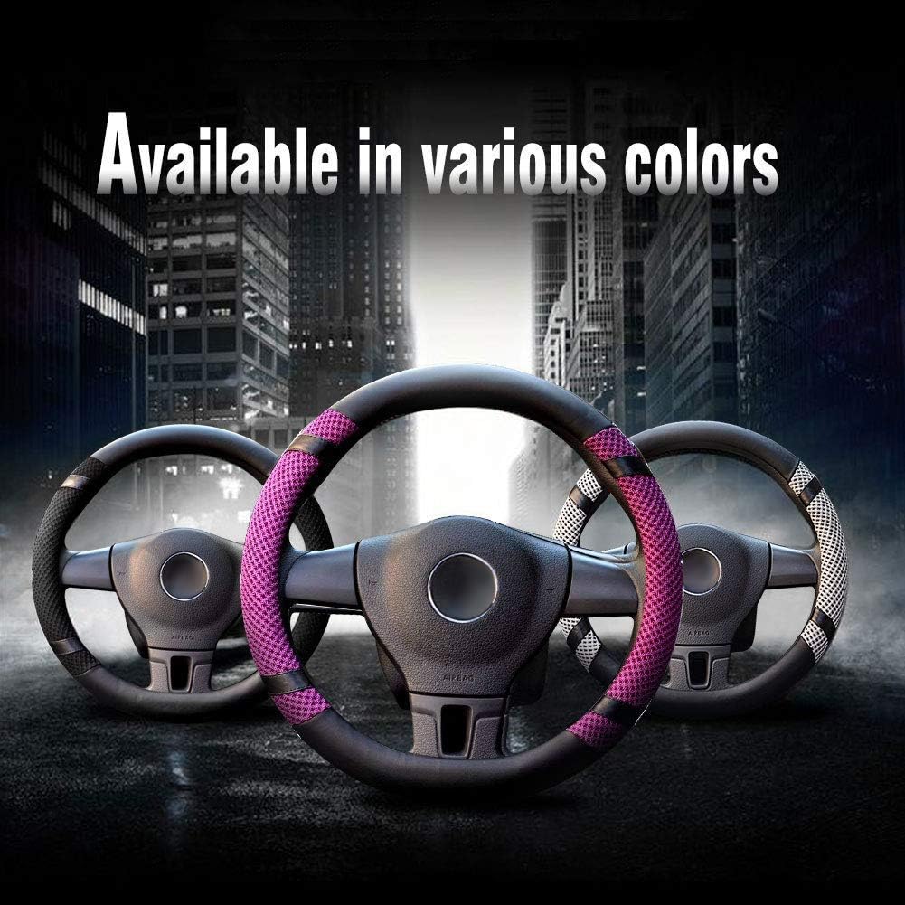 BOKIN Steering Wheel Cover Microfiber Leather and Viscose, Breathable, Anti-Slip, Odorless, Warm in Winter and Cool in Summer, Universal 15 Inches(Black): Automotive