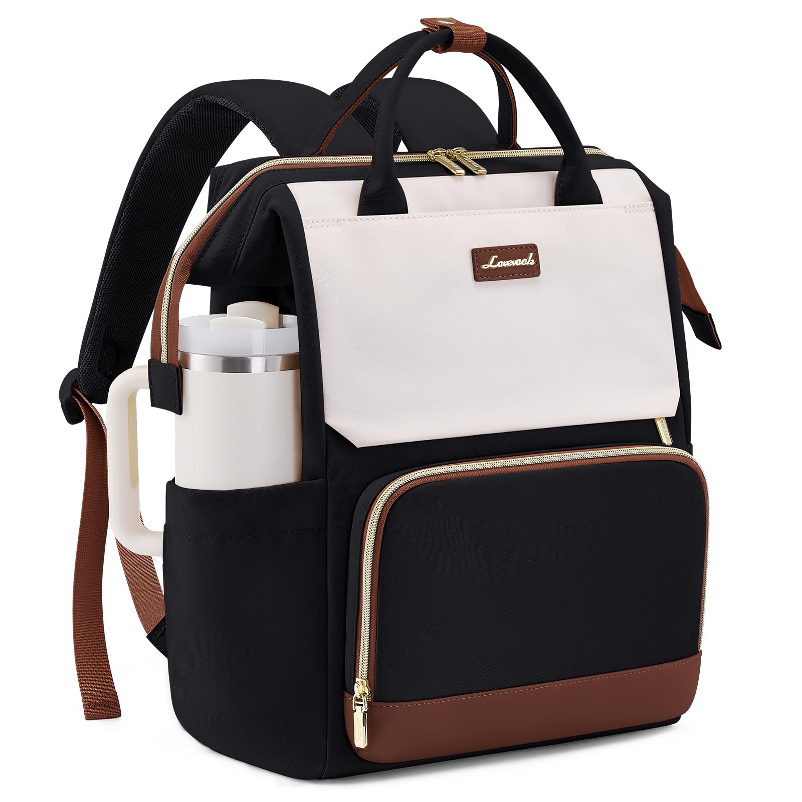 Photo 1 of LOVEVOOK Laptop Backpack for Women with Giant Tumbler Holder Pocket, 17 inch Travel Work Backpack Purse for Nurse Teacher, Waterproof School Bag College Bookbag Cute Casual Daypack for Girls