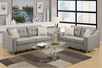 Amazon Com Poundex F6892 Bobkona Masaccio Sofa Loveseat Light