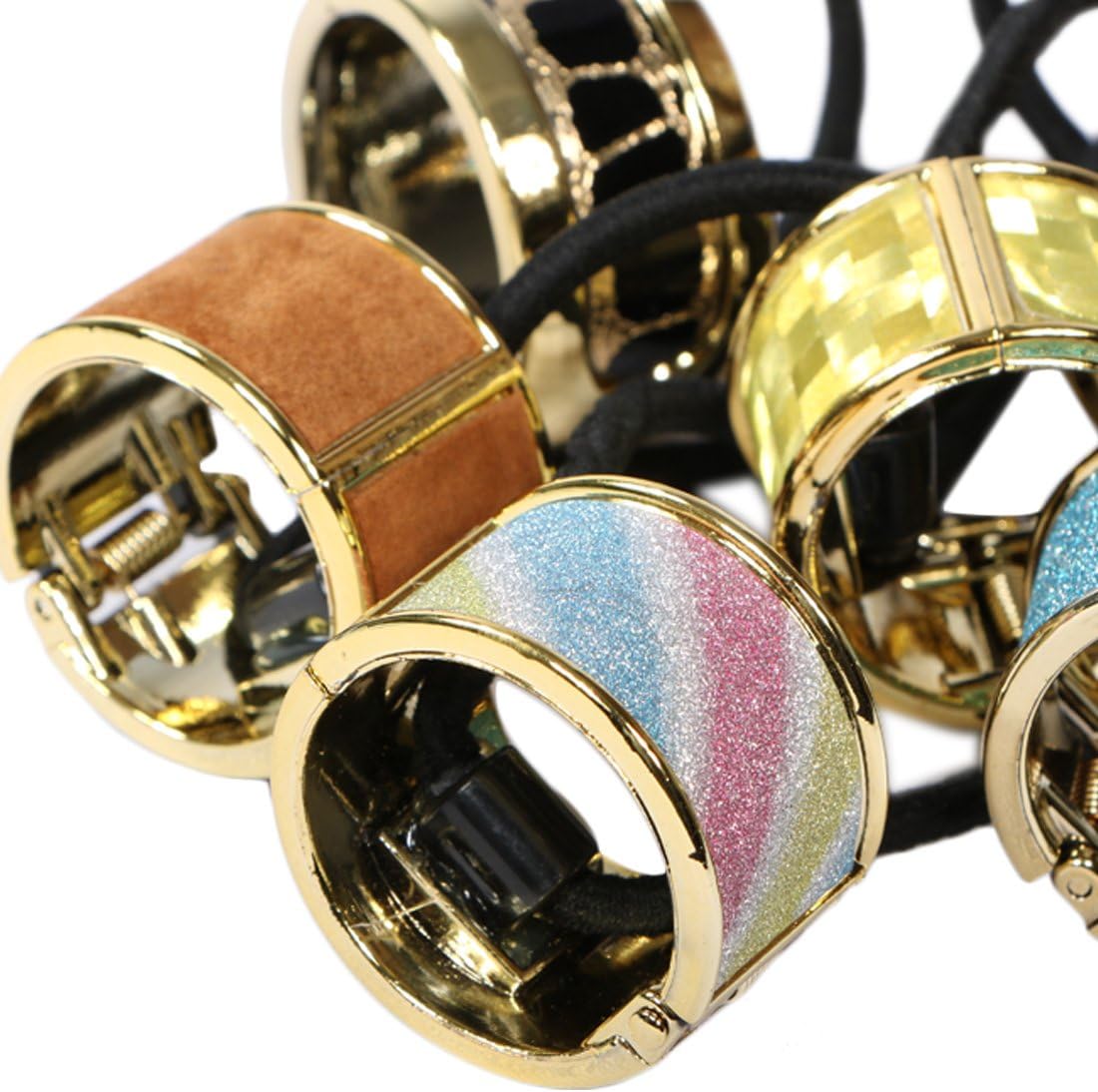 kilofly 6pc Cuff Elastic Band Ponytail Holder Hair Tie Styling Wrap Set, Mult - Image 5