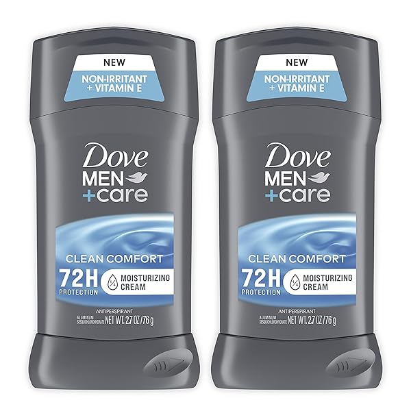 DOVE MEN + CARE ANTIPERSPIRANT DEODORANT STICK CLEAN COMFORT TWIN PACK 72-HOUR SWEAT & ODOR PROTECTION ANTIPERSPIRANT FOR MEN WITH 1/4 MOISTURIZING CREAM 2.7 OZ