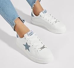 LUCKY STEP Women's Fashion Star Sneaker Lace Up Low