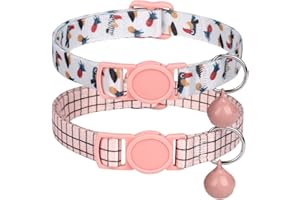 Lucarni Cat Collar,2 Pack cat Collar with Bells,cat Collar Breakaway，Adjustable Kitten Collar for boy Girl Cats(7-12 inch),Perfect Pet Supplies,Accessories (Off White)