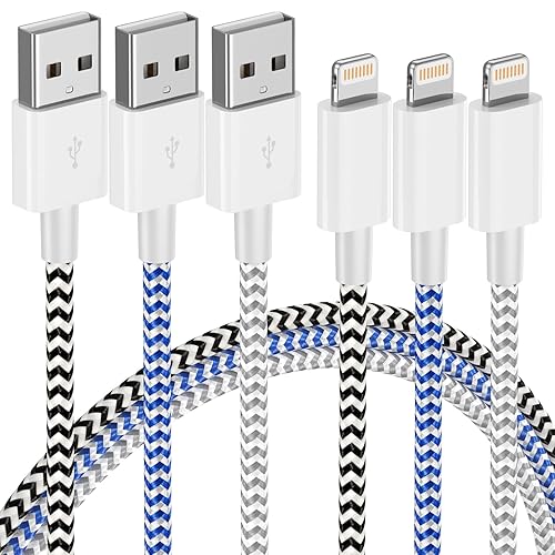 iPhone Charger 3 Pack Lightning Cable 3FT [Apple MFi Certified] Nylon Braided Cable Fast Charger Cord for iPhone 14 13 12 11 Pro Max XR XS X 8 7 and More