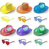 Haysandy 24 Pcs Sparkly Party Hats with Rimless Heart Sunglasses Fun Colorful Party Hats Goggles for Women Men