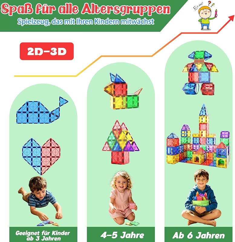 Magnetische Bausteine Spielzeug ab 3 jahre, Sensorik spielzeug für kinder