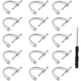 Litoexpe 15 Pcs U Shape D-Rings Screw, D Ring Screw in Shackle Semicircle with Screwdriver DIY Leather Strap Craft Purse Replacement (Silver)