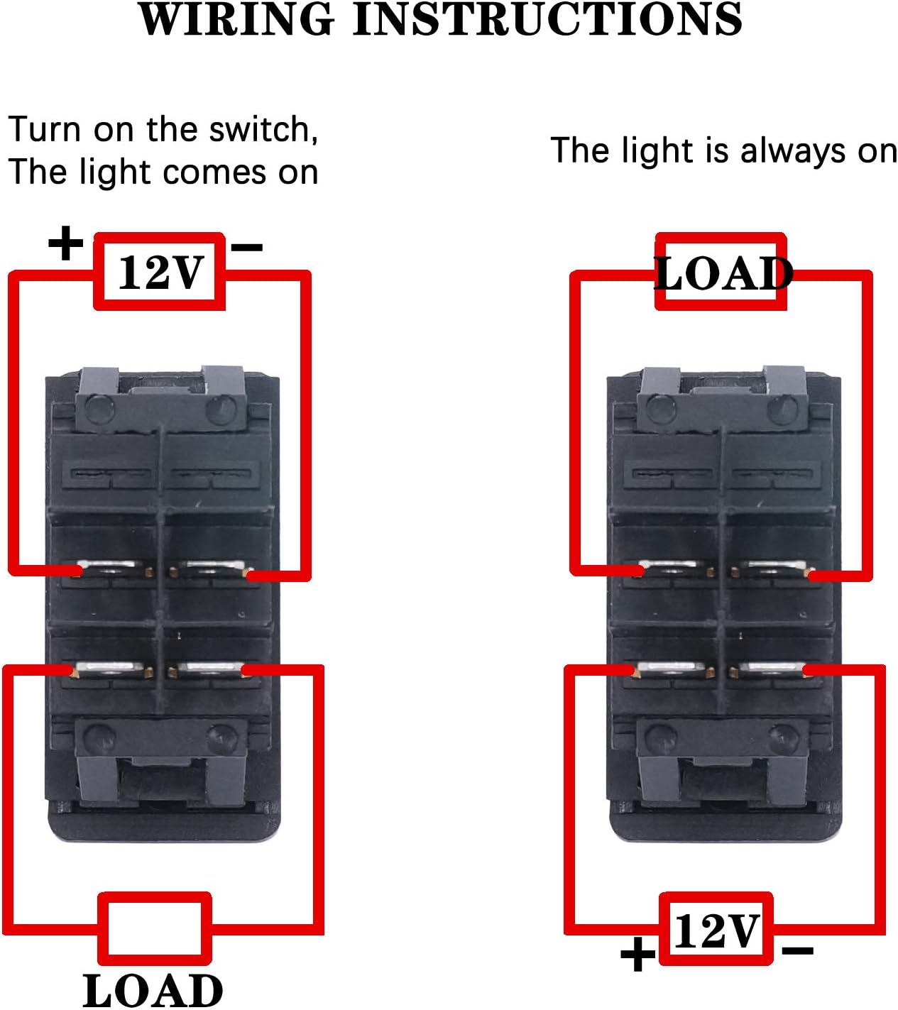 Twidec/2Pcs Boat Marine Lighted Rocker Switch 12V 20A 4Pin On/Off with Blue LED Car Offroad Push Button Toggle Switch RK1-06N-BU: Industrial & Scientific