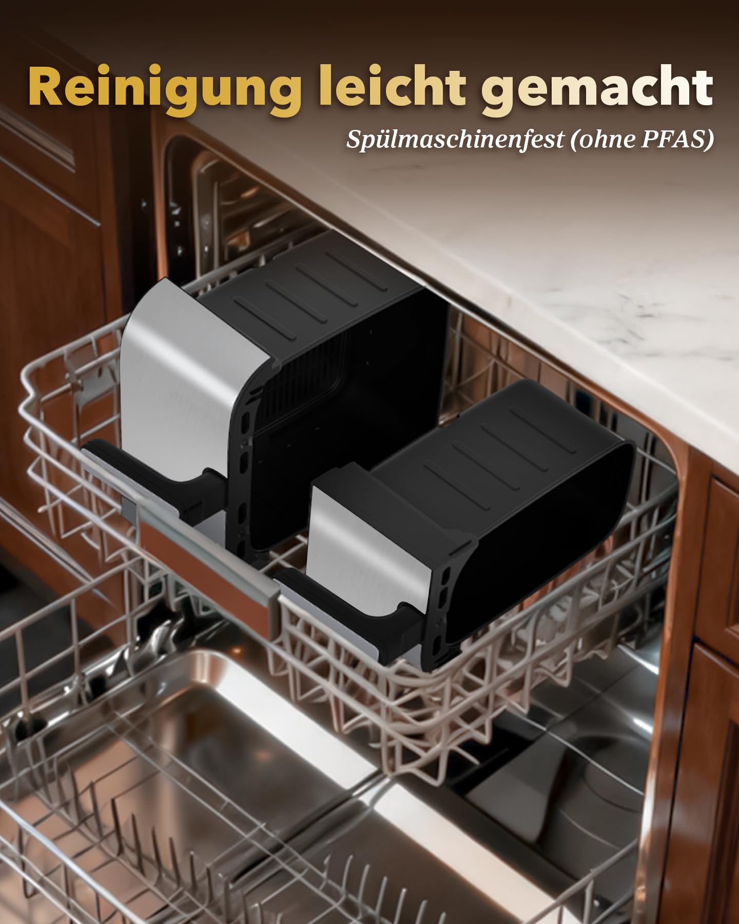 Heißluftfritteuse 2 Kammern, 2600W 11L Airfryer XXL(4+7L) WELLENT 10-in-1 Heissluftfritteuse Doppelkammer Air fryer Dual Zone mit Touchscreen, Match & Synchronisierungsfunktion, spülmaschinenfest 9