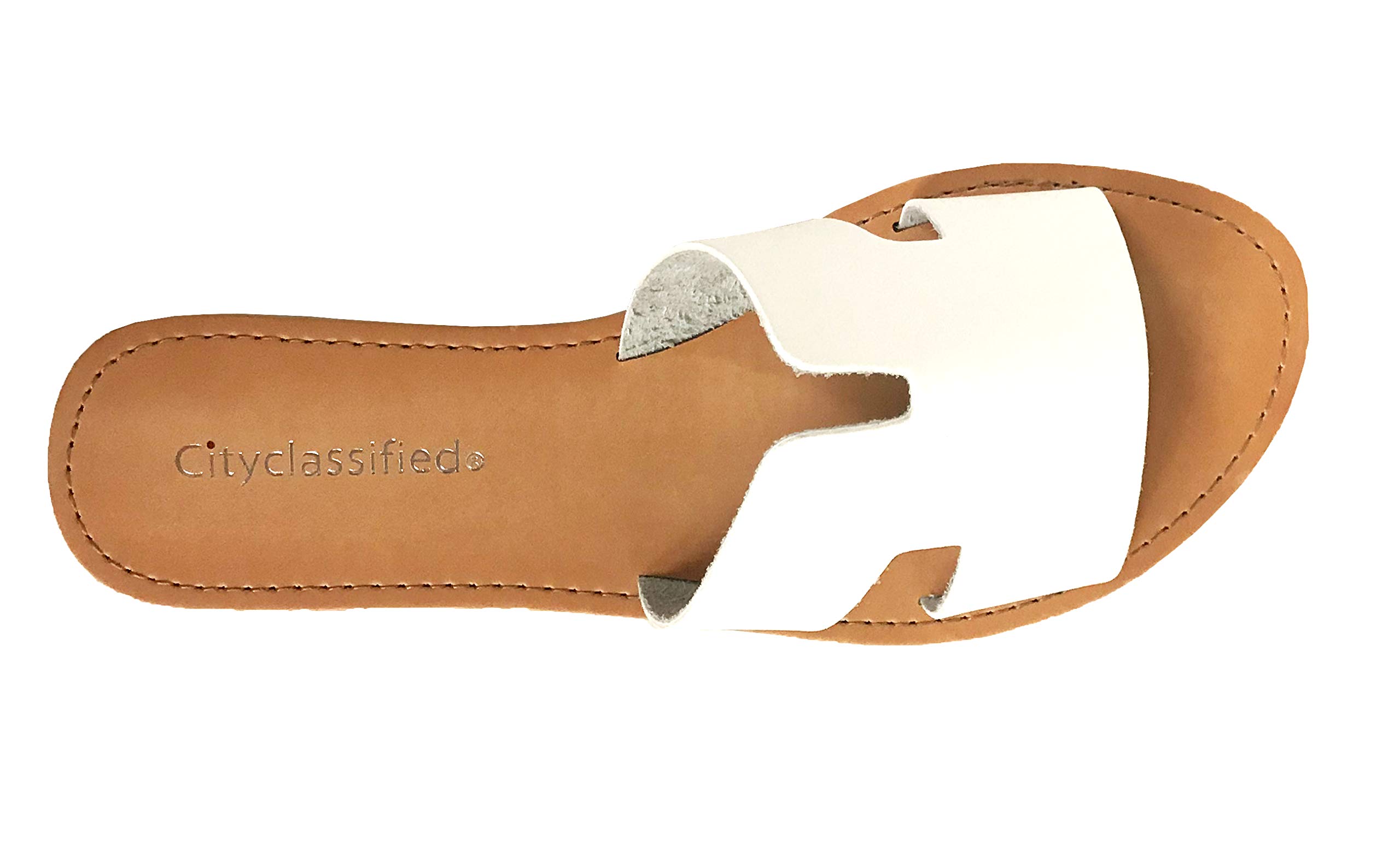 City Classified SALVIA Women's Cutout Slide Sandals, White Leatherette 11 M US - Image 4