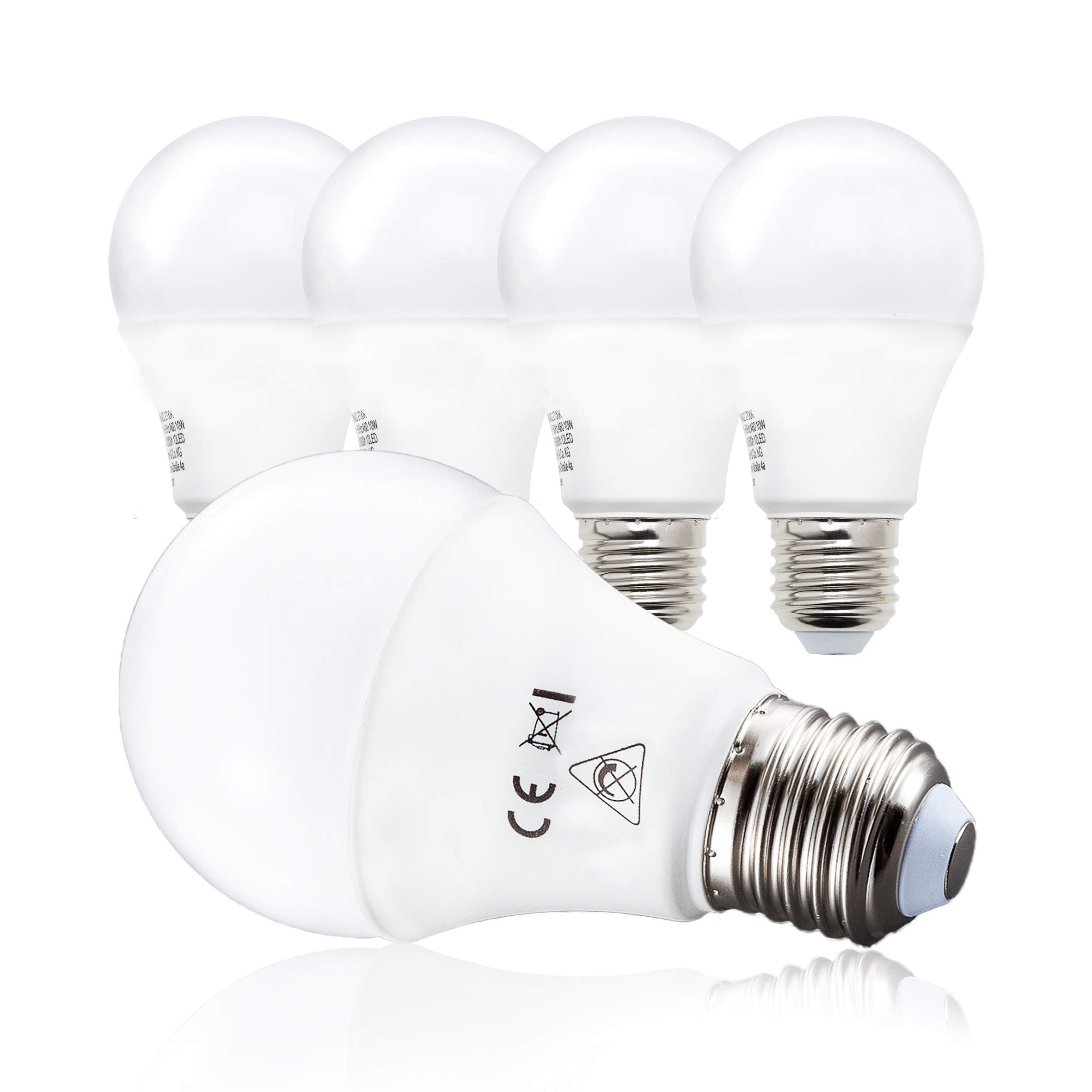 B.K.Licht Set of 5 LED E27 Lightbulbs, 9W Equivalent 75W Halogen, Warm White 2700K, 806 Lm, Bright Illumination for Ceiling Lights and Lamps in All Living Areas