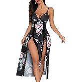 CRIPOM Lingerie Dress for Women V Neck Long Sexy Nightgowns for Women Side Split Sexy Night Gowns