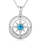 Zifeel Compass Necklace Gifts for Women wife - S925 Sterling Silver Birthstone Necklaces for Women - Anniversary Birthday Gifts for Her Wife Girlfriend - Valentines Mom Mothers Day Christmas Gifts Jewelry for Women