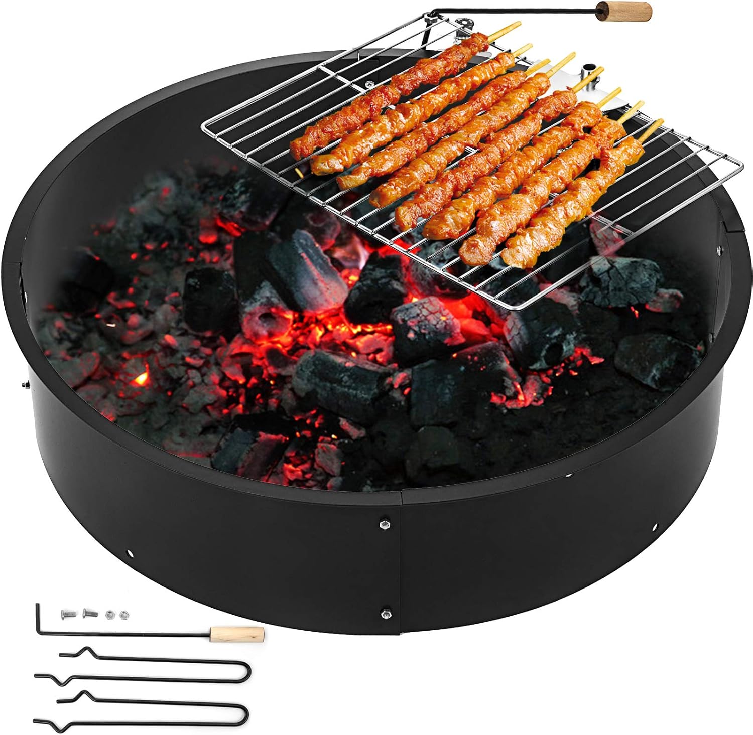 VBENLEM Fire Pit Ring 32 Inch Heavy Duty Fire Ring 3.0mm