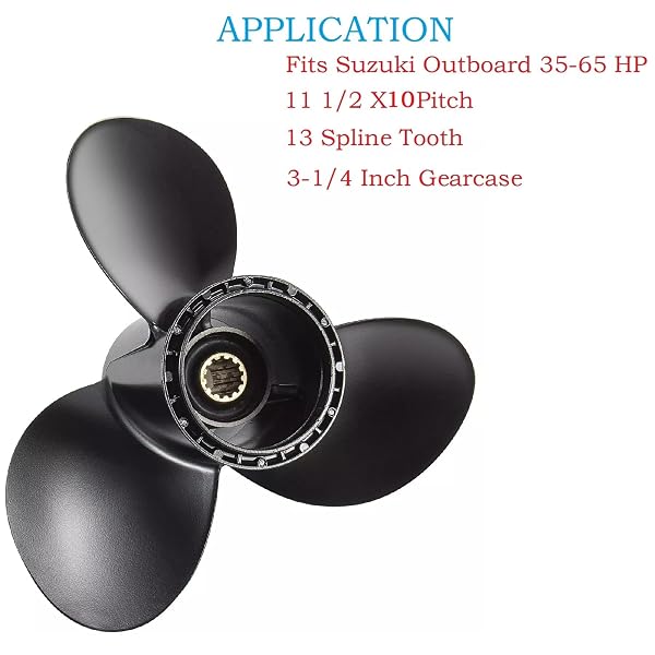MARKGOO PROPELLER 11 1/2 X 10 PITCH WITH HUB KIT FOR SUZUKI OUTBOARD 35 40 50 55 60 65 HP BOAT MOTOR ENGINE PARTS 3 BLADE ALUMINUM PROP 11.5 X 10 RH 13 SPLINE TOOTH 58100-88LD0-019