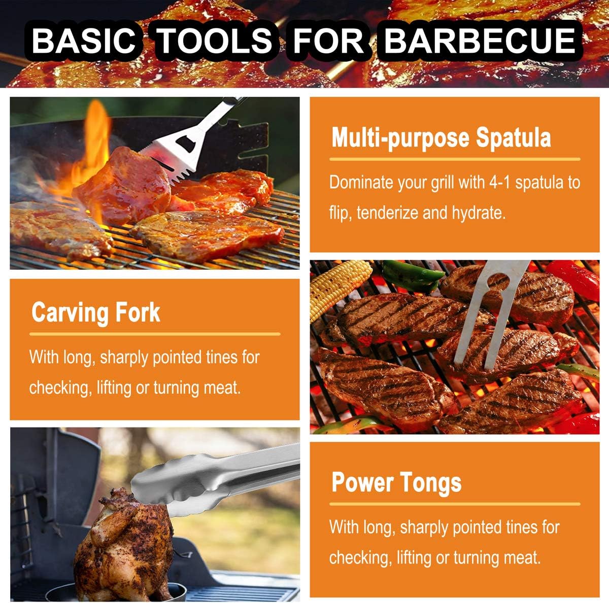 32PC BBQ Accessories Kit with Storage Bag - Stainless Steel Grill Set for Men - Complete BBQ Grill Utensils for Barbecue Backyard Party - Perfect Grill Gift on Birthday Mothers Day Fathers Day : Garden & Outdoor