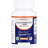 Vitamatic Saccharomyces Boulardii Probiotic 10B per Serving + Yeast Extract (MOS Yeast Fraction) 300 mg - 60 DR Capsules - Made in The USA