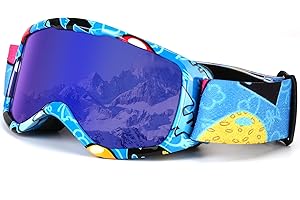 Flantor Kids Ski Goggles,Non-Slip Strap Snow Goggles Snowboard Goggles