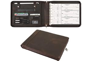 GZRHKJ 7 Ring Bussiness Checkbook Binder, Genuine Leather Zipper Check Binder, 600 Checks Capacity for 9 × 13 Inch Sheet, Personalized Engraved Checkbook Binder