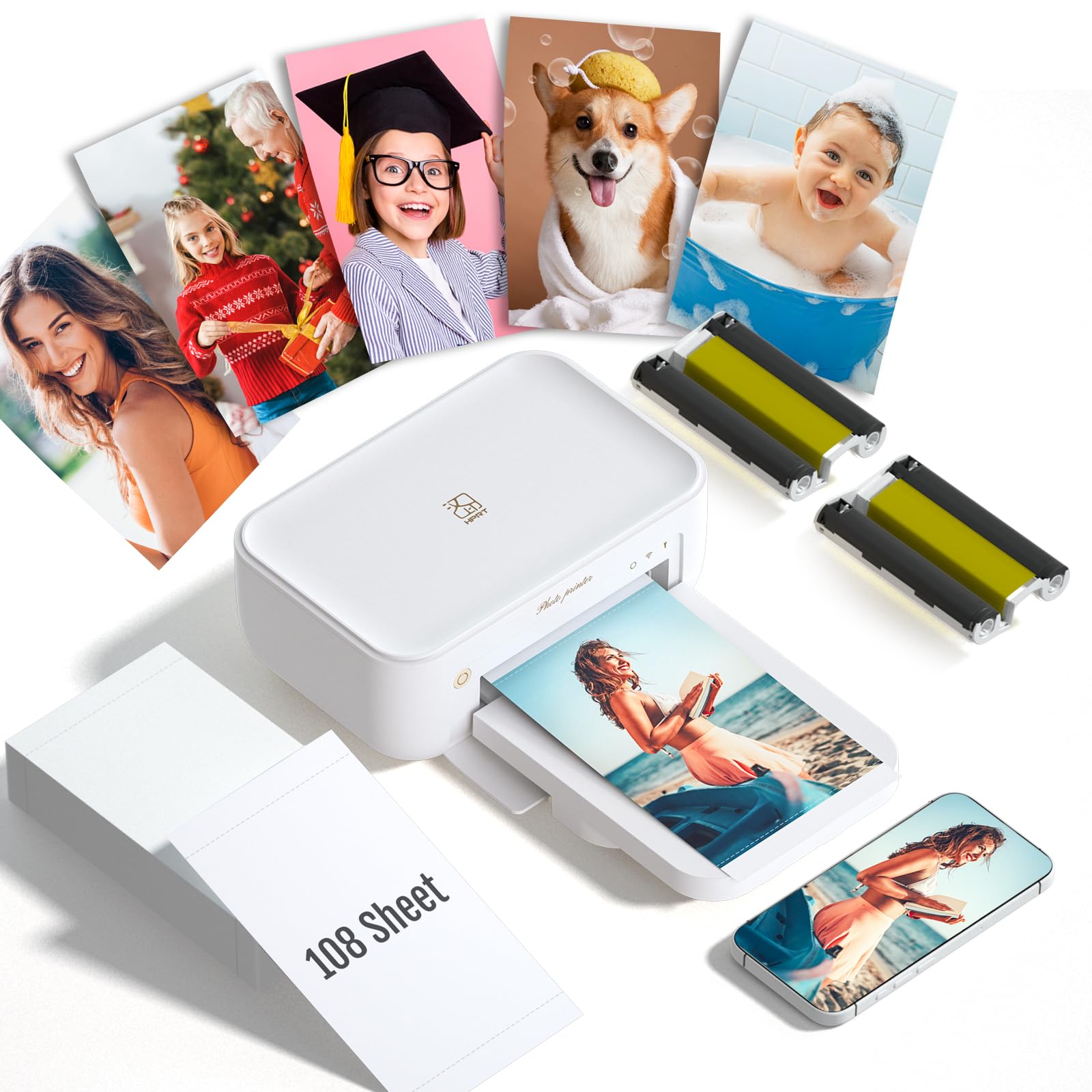 Photo 1 of **UNTESTED**
HPRT CP4100 Photo Printer - Portable 4x6 Bluetooth Instant Picture Printer + 108 Sheets & 2 Ribbon, Wi-Fi, Premium Dye Sublimation - 300 DPI Display Resolution - Editing App for Fun, Creative Photos