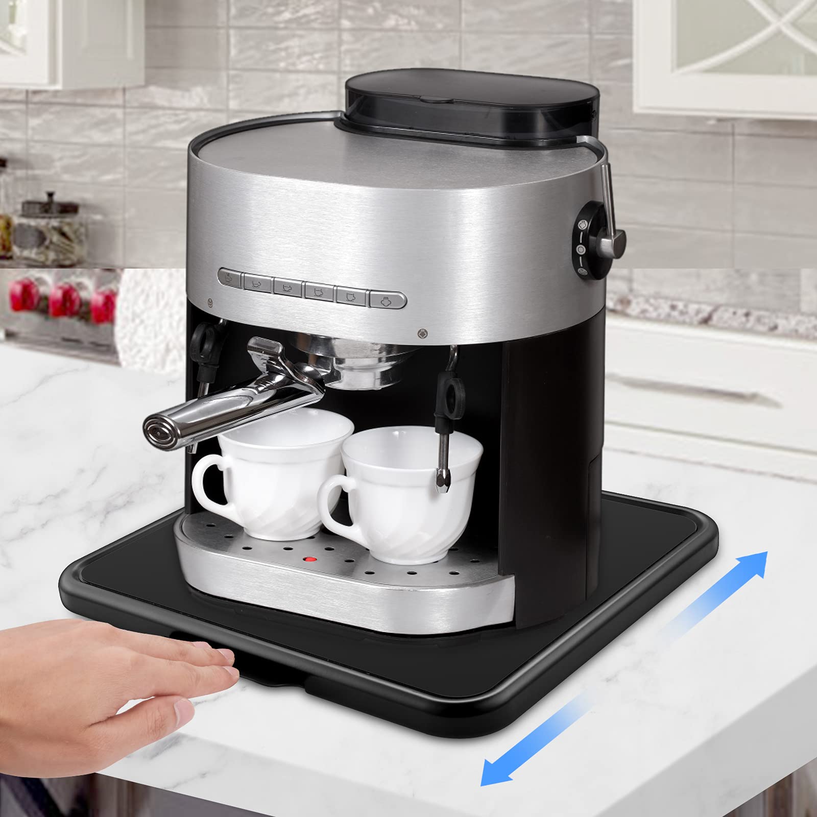 Kitchen Caddy Coffee Maker Sliding Tray, Premium Under Cabinet Appliance Coffee Maker Toaster Blender Air Fryer Stand Mixer (Alloy Steel, 13.8