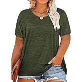 Plus Size Summer T Shirts Women Tops Short Sleeve Round Neck Casual Loose Fit Tee Tshirts Tunic