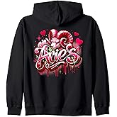 Red Aries Zodiac Star Sign Zip Hoodie