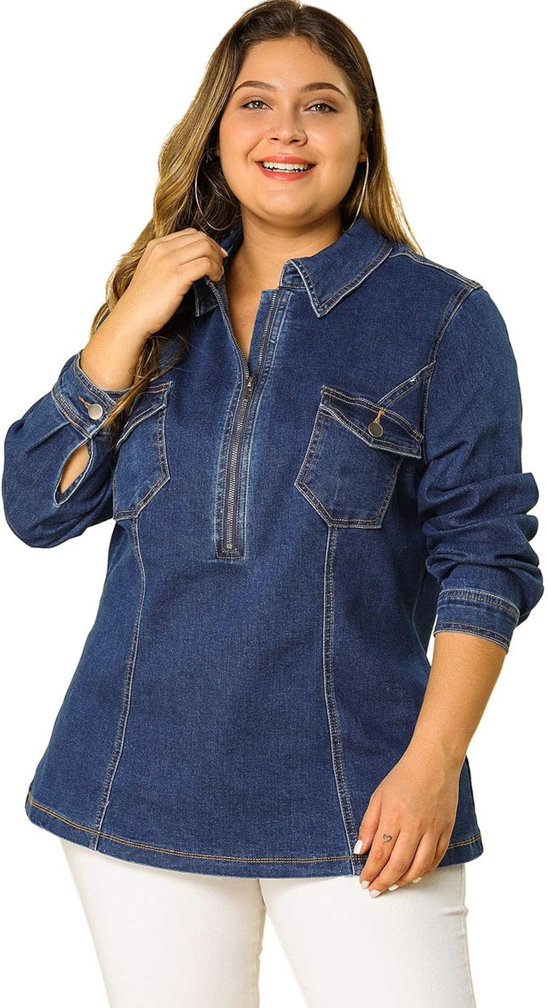 zip up denim shirt