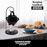 Anbar Hanging Cauldron Wax Melt Burner with Tealight Black Warming Stand view 2
