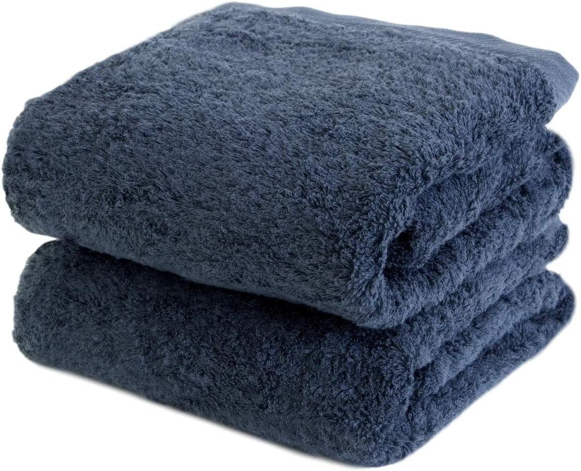 ORUNET ”SUIFUTOSHA Towel Towel Like Baby Undershirt Made from The Finest Yarn Hotel spa Sports Baby Gift (Bath Towels 2-Piece, Navy)