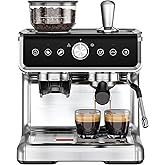 EUHOMY Espresso Machine with Grinder, 20 Bar Professional Espresso Coffee Maker for Home, with Milk Frother for Latte, Cappuc