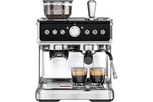 EUHOMY Espresso Machine with Grinder, 20 Bar Professional Espresso Coffee Maker for Home, with Milk Frother for Latte, Cappuccino & Barista-Style
