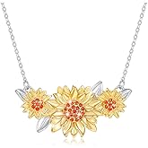CUOKA MIRACLE Sunflower Necklace for Women 925 Sterling Silver You're My Sunshine Necklace Sunflower Pendant Jewelry Gifts for Women Friends on Birthday Mother's Day Anniversary Christmas