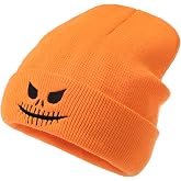 YAMEIZE Stylish Halloween Beanie Knitted Hats - for Women Men Soft Slouchy Hat Autumn Winter Gothic Funny Skull Cap Party