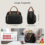 HOMESPON Insulated Lunch Bag Women Men 27x21x15cm Golden Black view 2