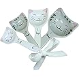 Cute Cat Measuring Spoons Set with Ribbon, Cute Cat Gifts for Women, Cat Themed Kitchen Accessories for Cat Baking Supplies,