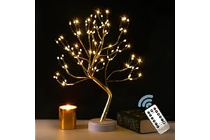 ALFANITE Twinkling Tree Fairy Light Spirit Tree Lamp Bonsai Tree Light, Fairy Light Tree, Cute Room Decor Aesthetic Decor, Mothers Day Gifts, Twinkle Tree (Gold Branch 108 LED with Remote)