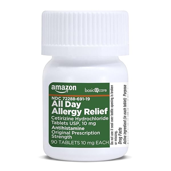 AMAZON BASIC CARE ALL DAY ALLERGY, CETIRIZINE HYDROCHLORIDE TABLETS, 10 MG, ANTIHISTAMINE, 90 COUNT