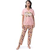 Wrangler Women's V-Neck Short Sleeve Graphic Tee and Printed Pants Pajama Sleep Set