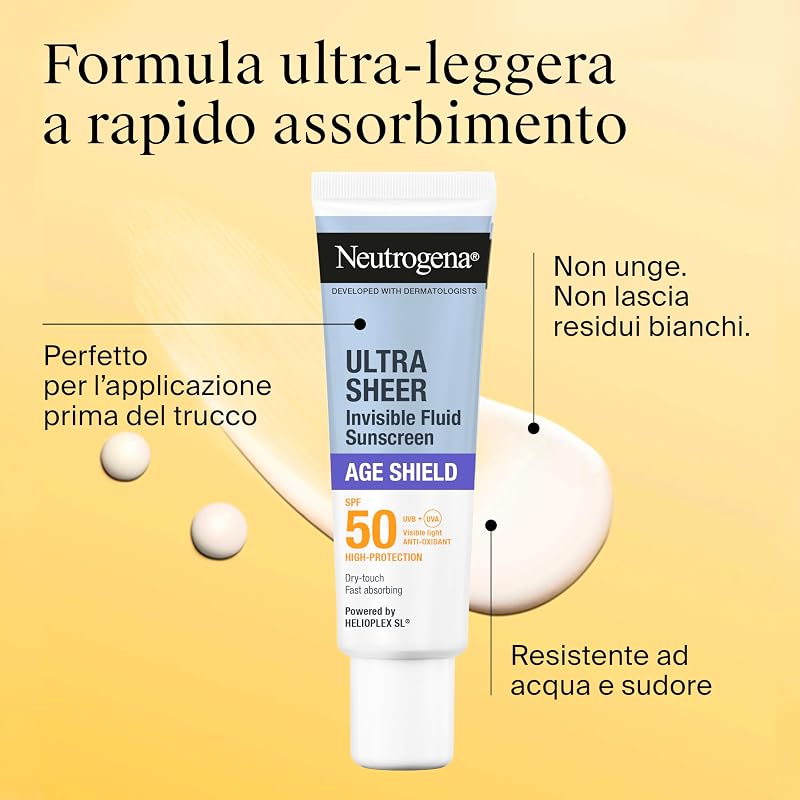 Ultra Sheer Fluido Crema Solare Viso Anti-Età SPF 50, 50 ml