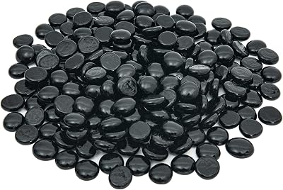 Hisredsun 290pcs Black Glass Pebbles 1.35kg Vase Filler Fire Glass Beads
