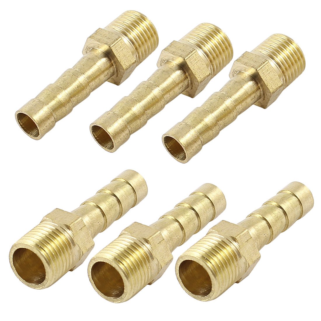 Sourcingmap 6pcs Brass 6mm Hose Barb to 1/8NPT Male Threaded Quick Connector