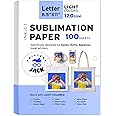 Printers Jack Sublimation Paper - 8.5 x 11 Inches, 100 Sheets 120gsm for Any Epson Sawgrass Inkjet Printer with Sublimation Ink, Heat Transfer Sublimation Paper for T-shirt, Mugs, Light Fabric