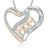 ASLBUNM Mom Daughter Necklace 925 Sterling Silver Rose Love Heart Forever Mother DaughterPendant Necklaces Jewelry Gifts for Mom Daughter Grandma