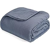 NUEUAP Muslin Soft Blanket Queen Bedding Sets Blankets Queen Size Cozy Fluffy Blanket (Fog Blue, Queen 90 x 90 inch)