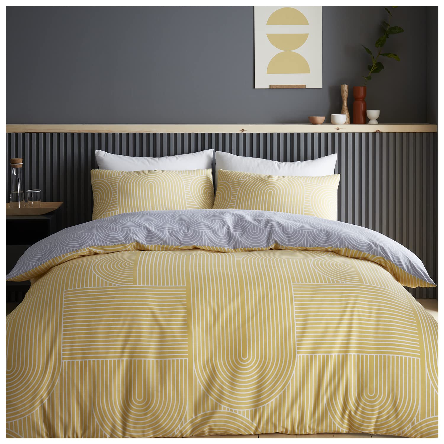 GC GAVENO CAVAILIA Duvet Quilt Cover, Geometrical Bedding Sets King Size, Reversible Grey Bed Set, Grey — image 1